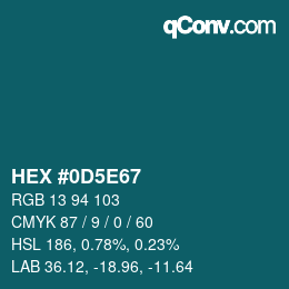 Color code: HEX #0D5E67 | qconv.com
