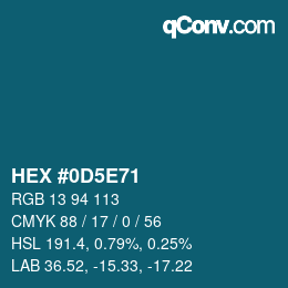 Color code: HEX #0D5E71 | qconv.com