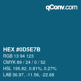 カラーコード: HEX #0D5E7B | qconv.com