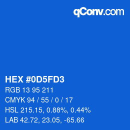 颜色代码: HEX #0D5FD3 | qconv.com