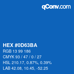 颜色代码: HEX #0D63BA | qconv.com