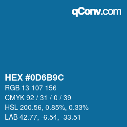 カラーコード: HEX #0D6B9C | qconv.com