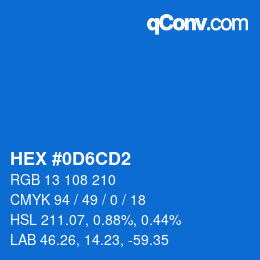 カラーコード: HEX #0D6CD2 | qconv.com