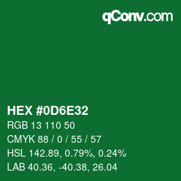 Color code: HEX #0D6E32 | qconv.com
