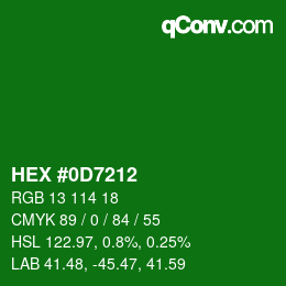 Color code: HEX #0D7212 | qconv.com