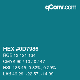 Color code: HEX #0D7986 | qconv.com