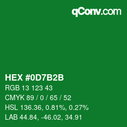 カラーコード: HEX #0D7B2B | qconv.com