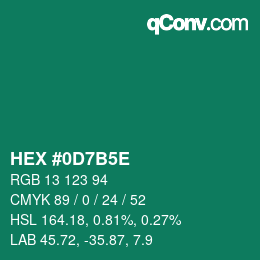 Código de color: HEX #0D7B5E | qconv.com