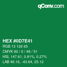 Color code: HEX #0D7E41 | qconv.com