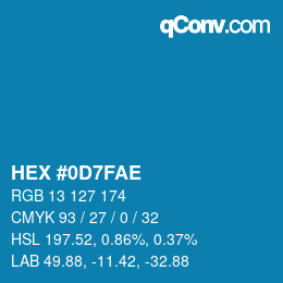 カラーコード: HEX #0D7FAE | qconv.com