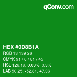 Código de color: HEX #0D8B1A | qconv.com