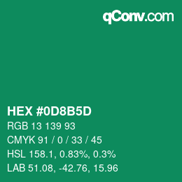 カラーコード: HEX #0D8B5D | qconv.com