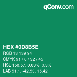 Color code: HEX #0D8B5E | qconv.com