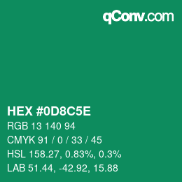 颜色代码: HEX #0D8C5E | qconv.com