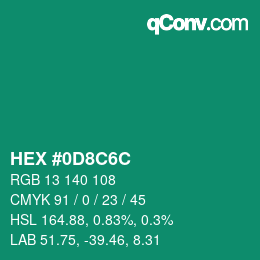 Farbcode: HEX #0D8C6C | qconv.com
