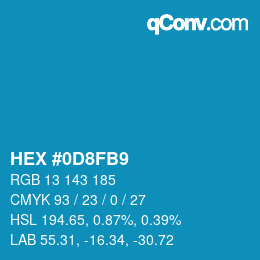Color code: HEX #0D8FB9 | qconv.com