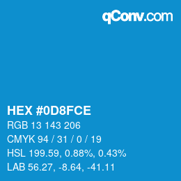 Color code: HEX #0D8FCE | qconv.com