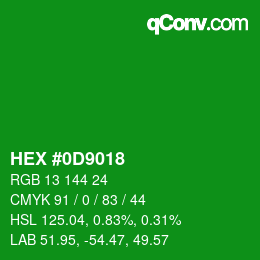 Color code: HEX #0D9018 | qconv.com