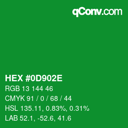 Color code: HEX #0D902E | qconv.com