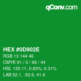 Color code: HEX #0D902E | qconv.com