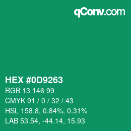 Color code: HEX #0D9263 | qconv.com
