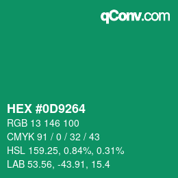 Color code: HEX #0D9264 | qconv.com
