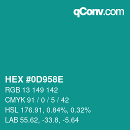 Color code: HEX #0D958E | qconv.com