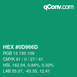 Color code: HEX #0D966D | qconv.com