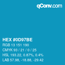 Farbcode: HEX #0D97BE | qconv.com