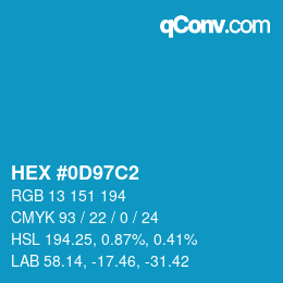 Color code: HEX #0D97C2 | qconv.com