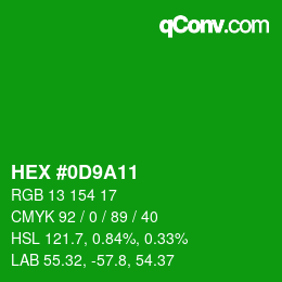 Color code: HEX #0D9A11 | qconv.com