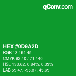 カラーコード: HEX #0D9A2D | qconv.com
