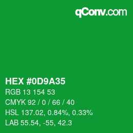 Color code: HEX #0D9A35 | qconv.com