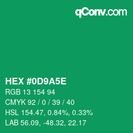 カラーコード: HEX #0D9A5E | qconv.com