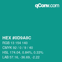 Código de color: HEX #0D9A8C | qconv.com