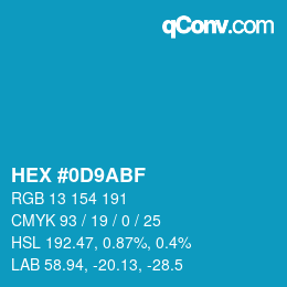 Color code: HEX #0D9ABF | qconv.com
