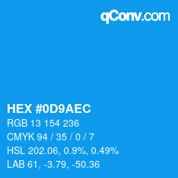 Color code: HEX #0D9AEC | qconv.com