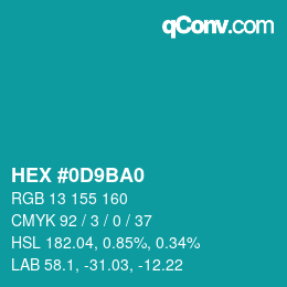 Color code: HEX #0D9BA0 | qconv.com