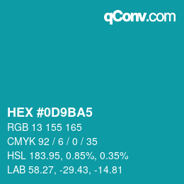 Color code: HEX #0D9BA5 | qconv.com