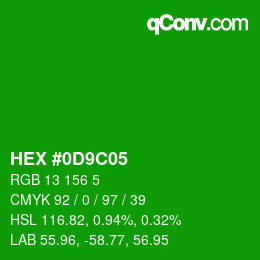 Color code: HEX #0D9C05 | qconv.com