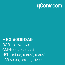 Color code: HEX #0D9DA9 | qconv.com