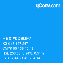 カラーコード: HEX #0D9DF7 | qconv.com