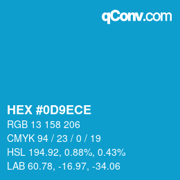 颜色代码: HEX #0D9ECE | qconv.com