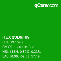 Color code: HEX #0D9F09 | qconv.com