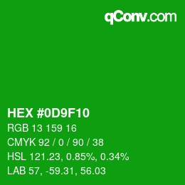 Color code: HEX #0D9F10 | qconv.com