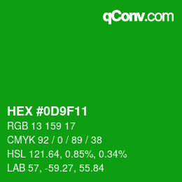 Color code: HEX #0D9F11 | qconv.com