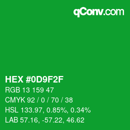 Color code: HEX #0D9F2F | qconv.com