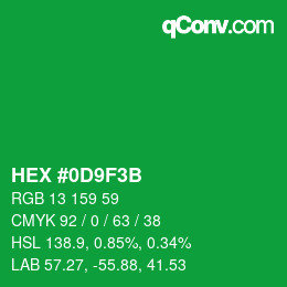 カラーコード: HEX #0D9F3B | qconv.com