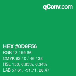 Color code: HEX #0D9F56 | qconv.com