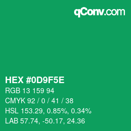 Color code: HEX #0D9F5E | qconv.com